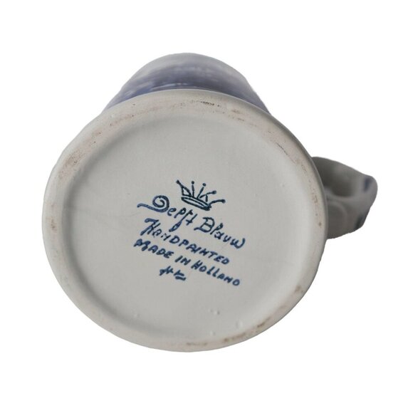 Vintage Delft Blue Mug with Lid Windmill Holland Delftware Delfts Beer Stein Tan - Picture 5 of 5